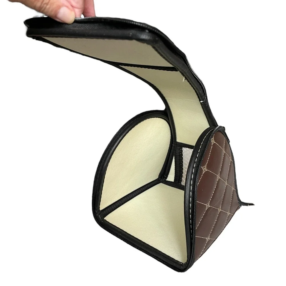Small Pet Carrier Travel Bag Strap Hamster Gerbil Mouse Ventilated Brown Vinyl